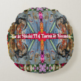 Tsar St Nikolai II und Tsarina St Alexandra Pillow Rundes Kissen