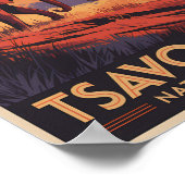 Tsavo East National Park Kenya Illustration Travel Poster (Ecke)