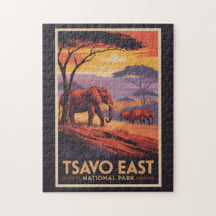 Tsavo East Nationalpark Kenia Illustration Reise Puzzle