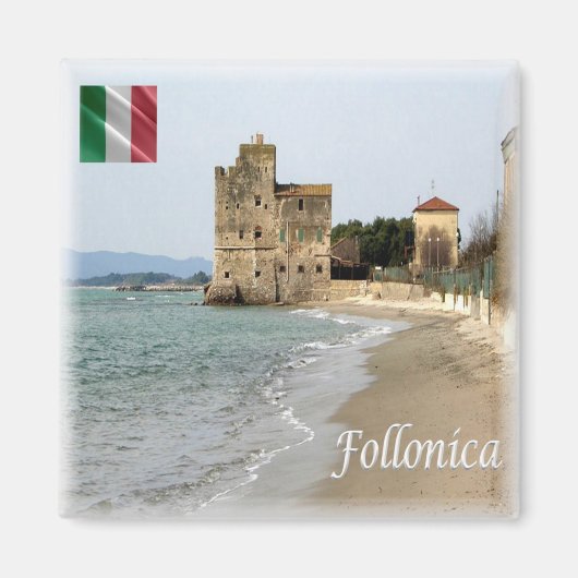 TSC011 FOLLONICA, Strand, Toskana, Kühlschrank Magnet (Vorne)