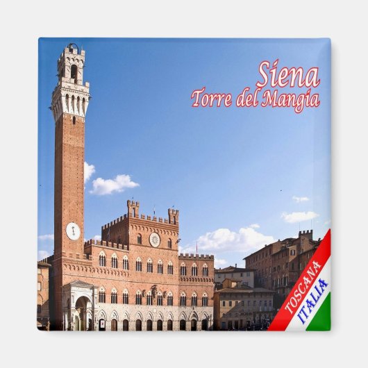 TSC046 SIENA, Torre del Mangia, Toskana, Kühlschra Magnet (Vorne)