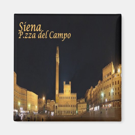 TSC057 SIENA, Piazza del Campo Nachts, Kühlschrank Magnet (Vorne)