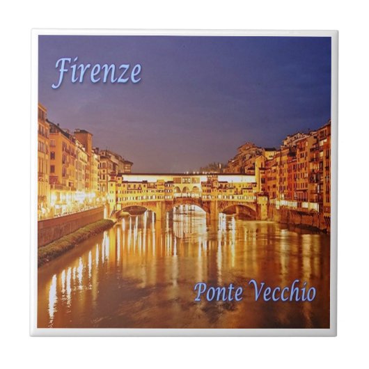 TSC086 FLORENZ, Alte Brücke, Toskana, Fliese (Vorderseite)