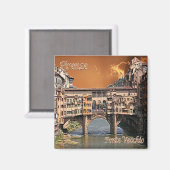 TSC087 FLORENZ, Alte Brücke, Toskana, Brücke Magnet (Vorderseite/Rückseite)