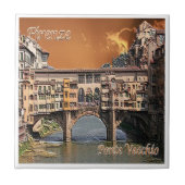 TSC087 FLORENZ, Alte Brücke, Toskana, Fliese (Vorderseite)