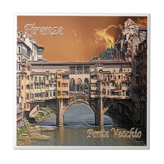 TSC087 FLORENZ, Alte Brücke, Toskana, Fliese (Vorderseite)