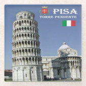 TSC096 LEANING TOWER of PISA, Tuscany,  Glasuntersetzer (Vorderseite)