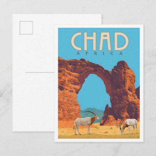 Tschad Afrika Vintage Reise Postkarte (Vorne/Hinten)
