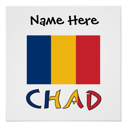 Tschad Chadian Flag Black Personalization Poster (Vorderseite)