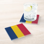 Tschad-Flagge Glasuntersetzer (Schrägansicht)