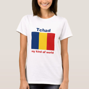 Tschad-Flagge + Karte + Text-T - Shirt