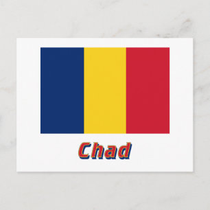 Tschad-Flagge mit Namen Postkarte