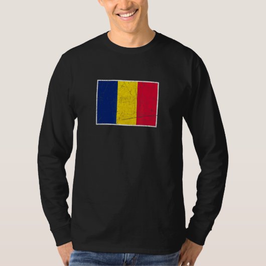 Tschad-Flagge mit Vintagen tschadischen Landesfarb T-Shirt (Vorderseite)