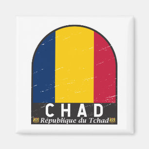 Tschad-Flaggen-Emblem abgenutzt Vintage Magnet