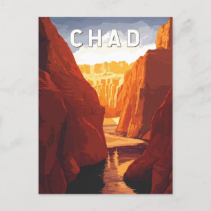 Tschad-Illustration Reise Kunst Vintage Postkarte