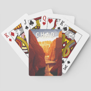 Tschad-Illustration Reise Kunst Vintage Spielkarten