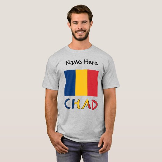 Tschad und Tschadische Flagge Personalisiert Männe T-Shirt (Vorne ganz)