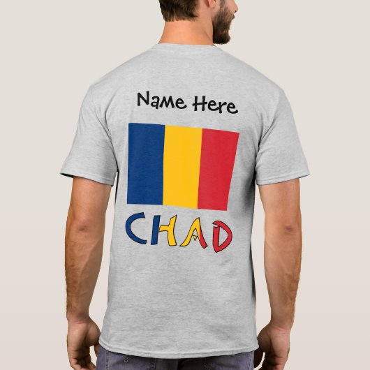 Tschad und Tschadische Flagge Personalisiert Männe T-Shirt (Rückseite)