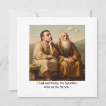 Tschad und Wally, die Apostel, die auf der Bank sa