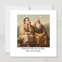 Tschad und Wally, die Apostel, die auf der Bank sa