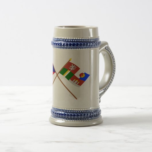 Tscheche und Südböhmen gekreuzte Flaggen Bierglas (VorderseiteRechts)