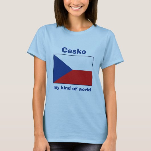 Tschechien-Flag + Karte + Text-T - Shirt (Vorderseite)