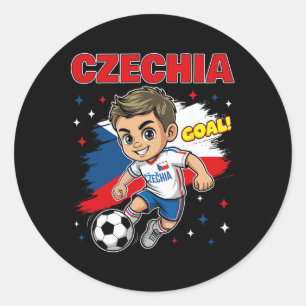 Tschechien Kid Goal Cartoon Tschechische Republik Runder Aufkleber