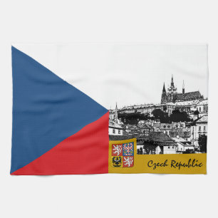 Tschechien kochen, tschechische Flagge, Prag Koch Geschirrtuch