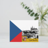 Tschechien Postkarte, Prag und tschechische Flagge Postkarte (Stehend Vorderseite)