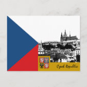 Tschechien Postkarte, Prag und tschechische Flagge Postkarte (Vorderseite)