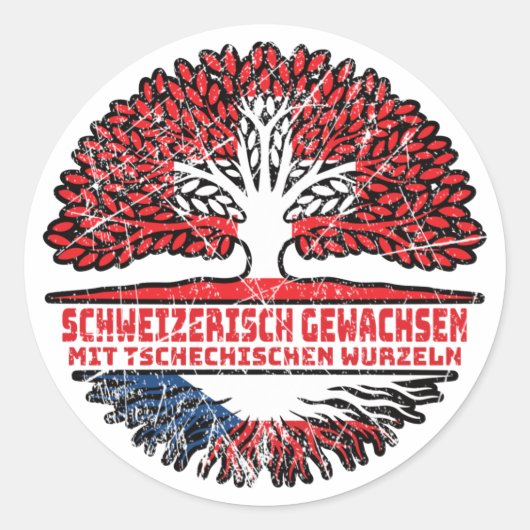 Tschechien Tschechisch Schweizer Schweiz Baum Runder Aufkleber (Vorderseite)