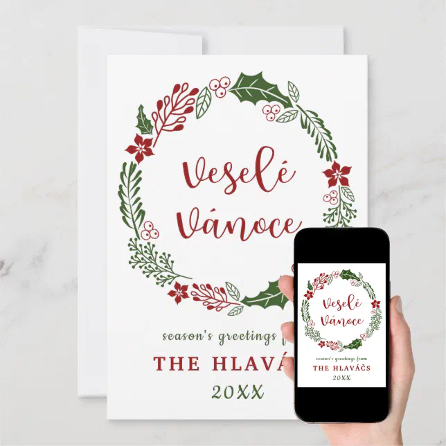 Tschechisch frohe Weihnachten, Custom Feiertagskarte Zazzle.de