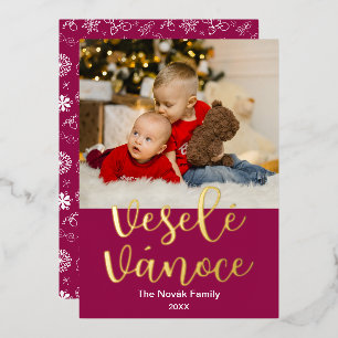 Tschechisch frohe Weihnachten, Veselé Vánoce, Eleg Folien Feiertagskarte