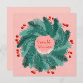 Tschechisch Frohe Weihnachtskranz Einladung (Vorne/Hinten)