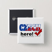 Tschechisch Hier (hell) Button (Vorne & Hinten)