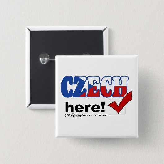 Tschechisch Hier (hell) Button (Vorne & Hinten)