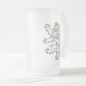 Tschechische Bohemische Löwe-Tasse Mattglas Bierglas (VorderseiteRechts)