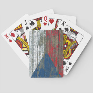 Tschechische Flagge auf rauen Holzplatten Effekt Spielkarten