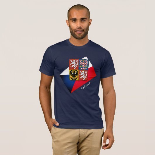 Tschechische Flagge, Emblem und tschechische Mode T-Shirt (Vorne ganz)