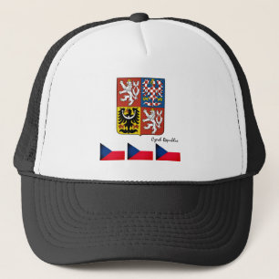 Tschechische Flagge, Emblem und tschechische Mode  Truckerkappe