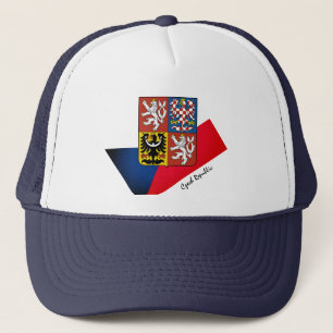 Tschechische Flagge, Emblem und tschechische Mode  Truckerkappe