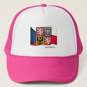 Tschechische Flagge, Emblem und tschechische Mode  Truckerkappe