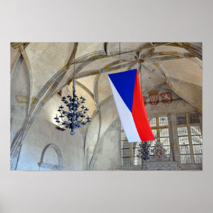 Tschechische Flagge in der Prager Burg Poster