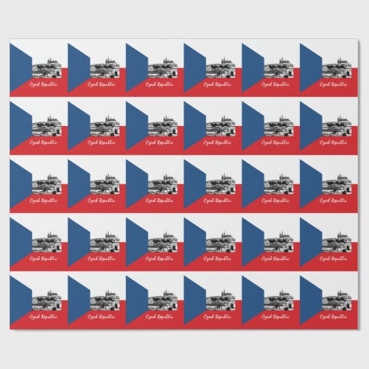Tschechische Flagge, Prag und Tschechien - Geschen Geschenkpapier (Flach)