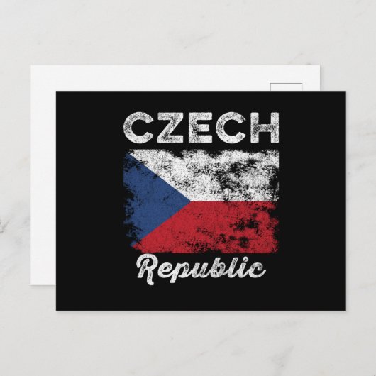 Tschechische Flagge Vintag - tschechische Flagge Postkarte (Vorne/Hinten)