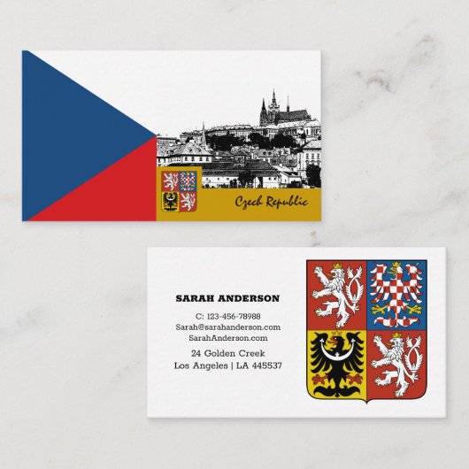 Tschechische Flagge Visitenkarte, moderne Tschechi Visitenkarte (Vorne/Hinten)