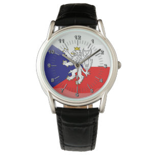Tschechische glänzende Flagge Armbanduhr