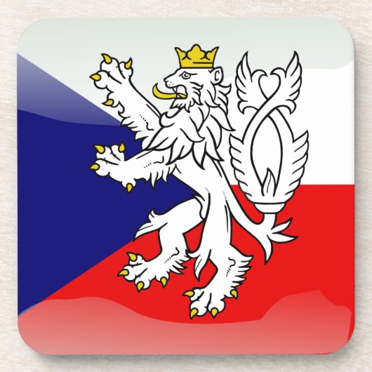Tschechische glatte Flagge Getränkeuntersetzer (Vorderseite)
