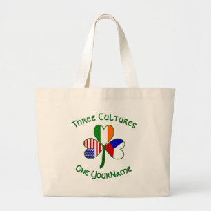 Tschechische Irisch Amerikanische Flaggen Shamrock Jumbo Stoffbeutel