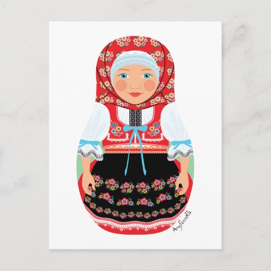 Tschechische Matryoshka Postcard Postkarte (Vorderseite)